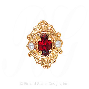 GS467 G/PL - 14 Karat Gold Slide with Garnet center and Pearl accents 